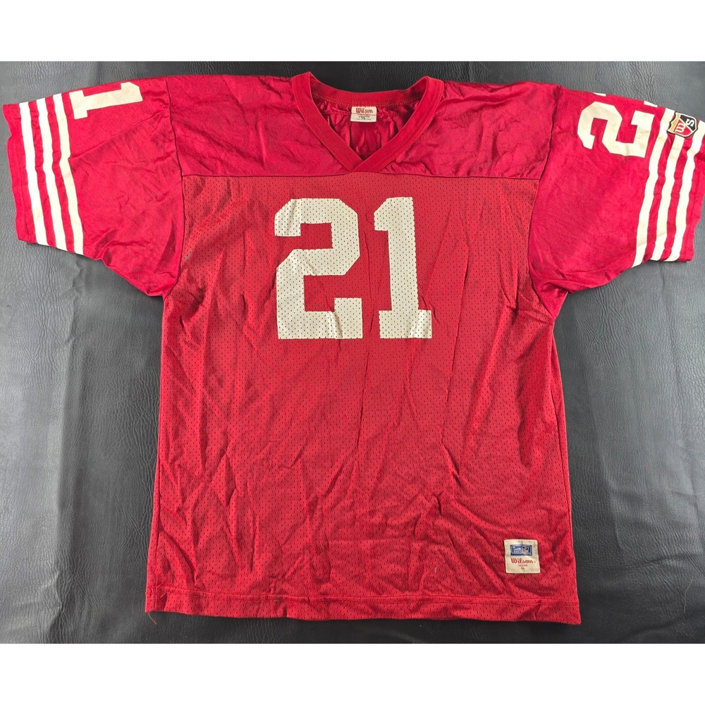 Vintage Wilson Deion Sanders San Francisco 49ers Jersey Youth XL Red 21 NFL